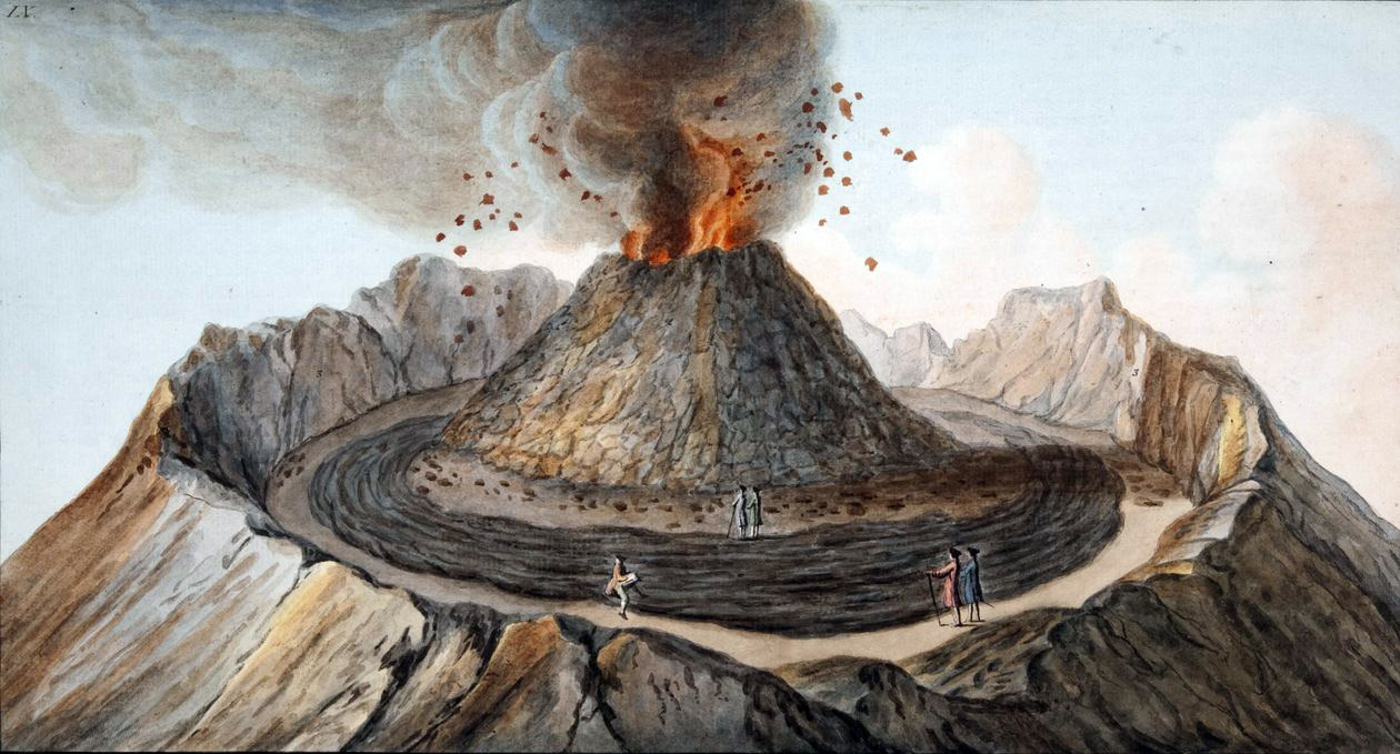 Pietro Fabris, der Krater des Vesuvs, aus William Hamiltons Campi Phlegraei, 1776. Sammlung SPUN.
