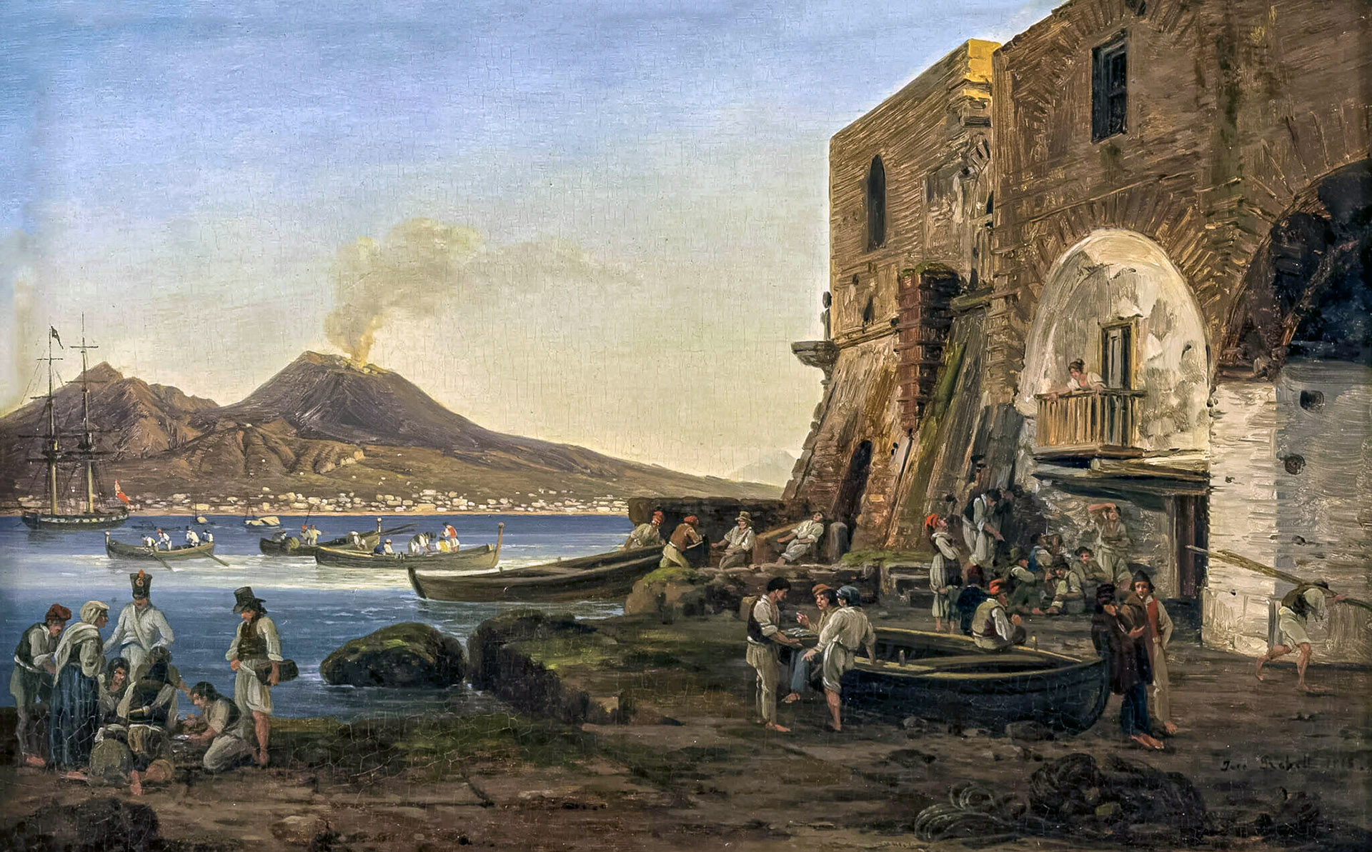 Joseph Rebell, Santa Lucia a Napoli con il Vesuvio, primo Ottocento. Wien Museum, inv. HMW 101480. Raccolta SPUN.