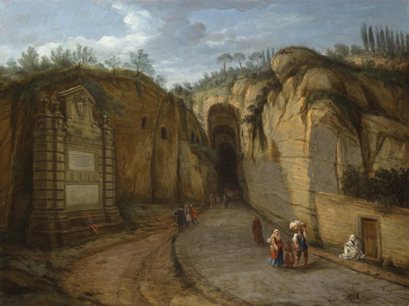 La grotta di Posillipo in un dipinto di Gaspar van Wittel. Pubblico dominio, Wikimedia Commons.