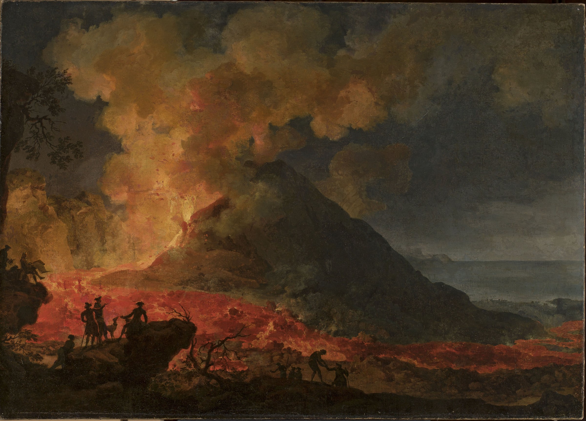 Pierre-Jacques Volaire, eruzione del Vesuvio con la colata di lava di notte, 1771 (Varsavia, Museo Nazionale). Pubblico dominio, Wikimedia Commons.