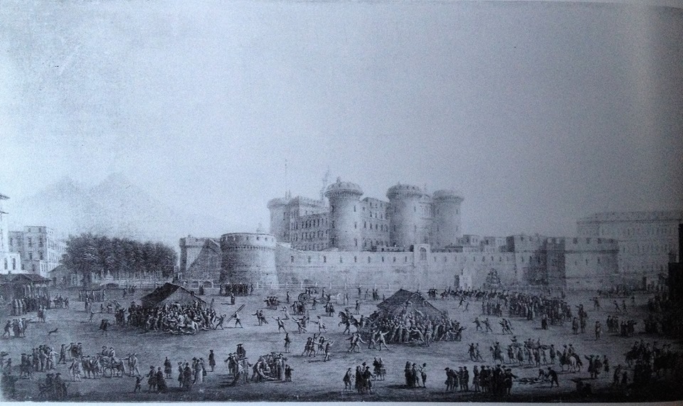 Il Largo di Castello, oggi piazza Municipio, in un dipinto di Antonio Joli del 1764. Pubblico dominio, Wikimedia Commons.