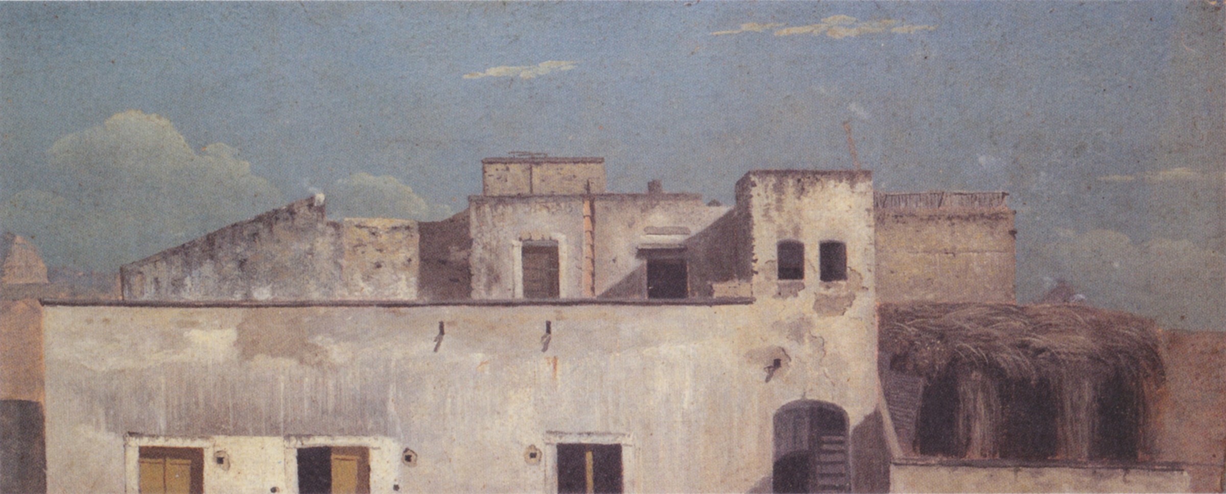 Thomas Jones, Dächer und Terrassen von Neapel von seiner Unterkunft aus, 1782: die Flachdächer, auf die Kniep Goethe führte. Gemeinfrei, Wikimedia Commons.