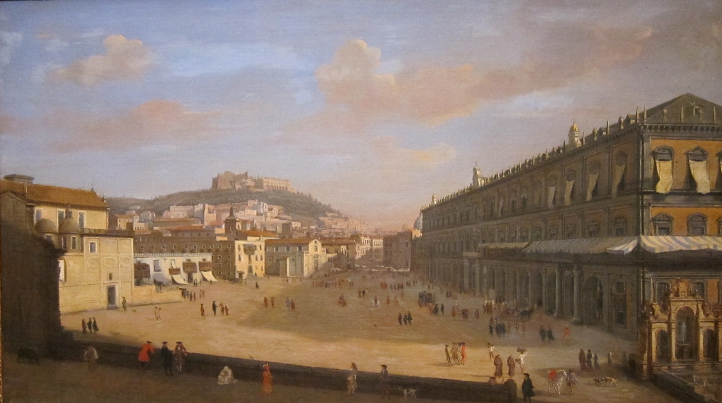 Gaspar van Wittel, der Königspalast und der Largo di Palazzo, 1706 (Cincinnati Art Museum): der Palast vor seinen Umbauten im 18. Jahrhundert. Gemeinfrei, Wikimedia Commons.